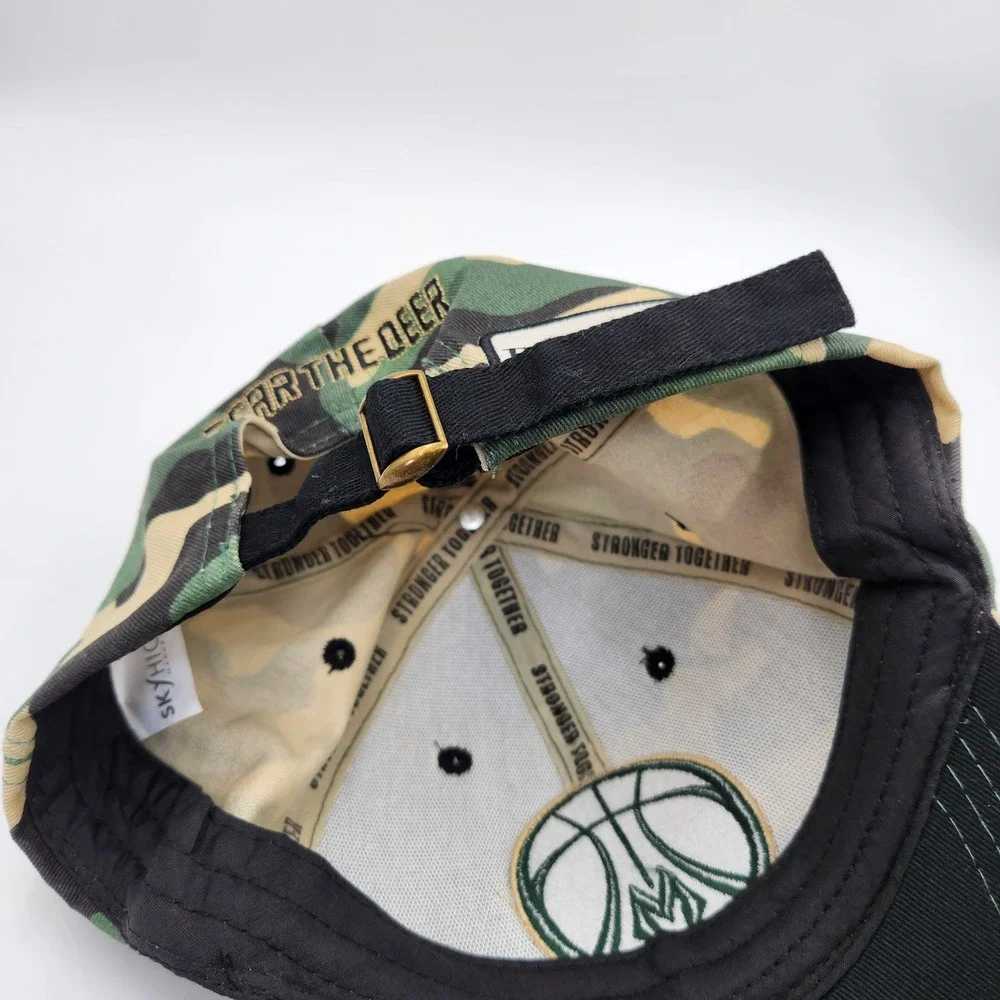 Milwaukee Bucks Hat Sky High Camo Fear The Deer‎ NBA Basketball Adjustable BMO